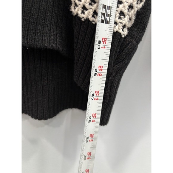 Calvin Klein Women's Black Knit Cowl Neck Sweater L Chunky Textured Contrast Top - Picture 9 of 9